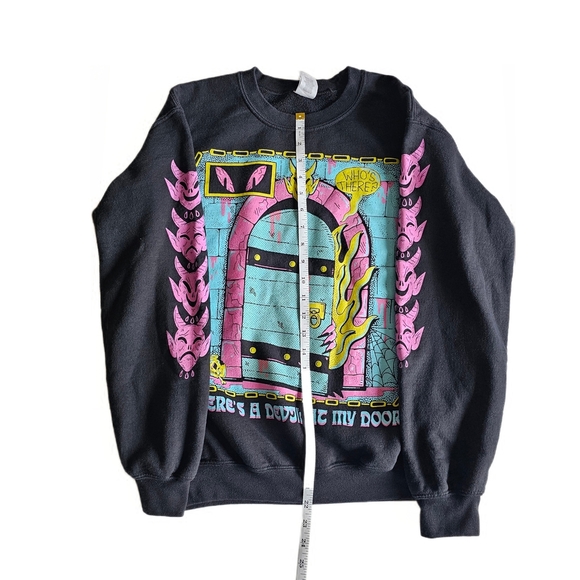 'Devil At My Door' Long Sleeve Crewneck Sweatshirt Adult Size Small - Picture 7 of 15